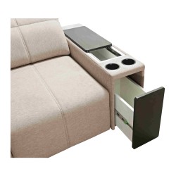 Elegant Corner Sofa Milano XII with Sleeping Function - Woven Fabric, Verita 88