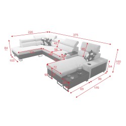 Narożnik w Kształcie U Prestige V z Funkcją Spania i Portem USB | Meble Wysokiej Jakości Narożnik w Kształcie U Prestige V z Funkcją Spania i Portem USB | Meble Wysokiej Jakości