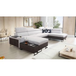 U-förmiges Ecksofa Prestige VI mit Schlaffunktion, Weich im Griff, Freya 210.18 + Tauro 8207, USB-Anschluss - Luxus in Ihrem Woh
