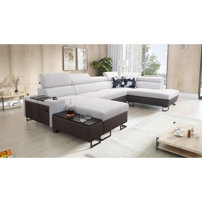 U-förmiges Ecksofa Prestige VI mit Schlaffunktion, Weich im Griff, Freya 210.18 + Tauro 8207, USB-Anschluss - Luxus in Ihrem Woh