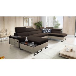 U-förmiges Sofa Prestige VI mit Schlaffunktion, Weicher Griff, Freya 210.08 + Tauro 8203, USB-Anschluss - Luxus in Ihrem Wohnzim