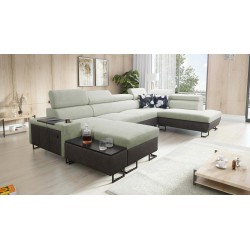 U-förmiges Ecksofa Prestige VI mit Schlaffunktion, Weich im Griff, Freya 210.11 + Tauro 8207, USB-Anschluss - Luxus in Ihrem Woh