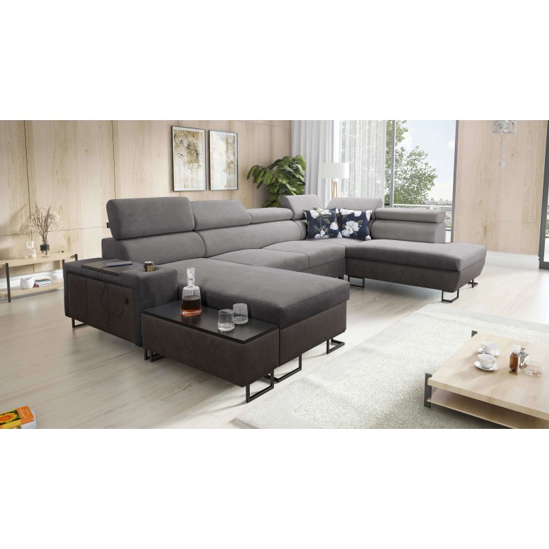 U-förmiges Ecksofa Prestige VI mit Schlaffunktion, Weich im Griff, Freya 210.23 + Tauro 8207, USB-Anschluss - Luxus in Ihrem Woh