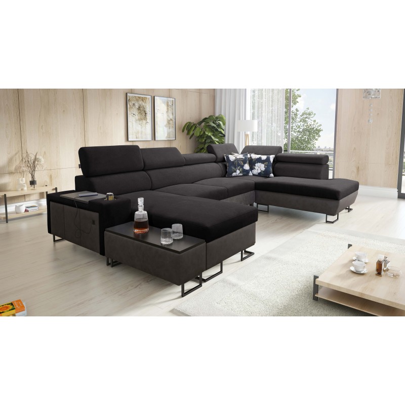 U-shaped Prestige VI sectional sofa with sleeping function, Soft to the touch, Freya 210.25 + Tauro 8207, USB port - Luxury in Y U-shaped Prestige VI sectional sofa with sleeping function, Soft to the touch, Freya 210.25 + Tauro 8207, USB port - Luxury in Y