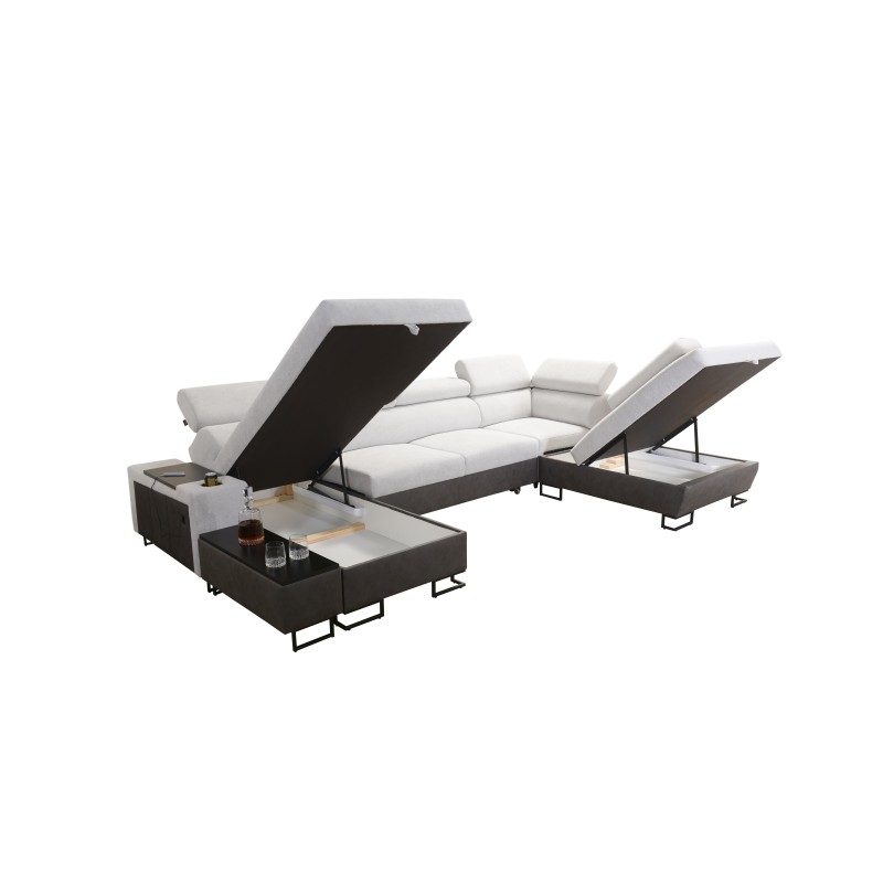 U-shaped Prestige VI sectional sofa with sleeping function, Soft to the touch, Freya 210.25 + Tauro 8207, USB port - Luxury in Y U-shaped Prestige VI sectional sofa with sleeping function, Soft to the touch, Freya 210.25 + Tauro 8207, USB port - Luxury in Y
