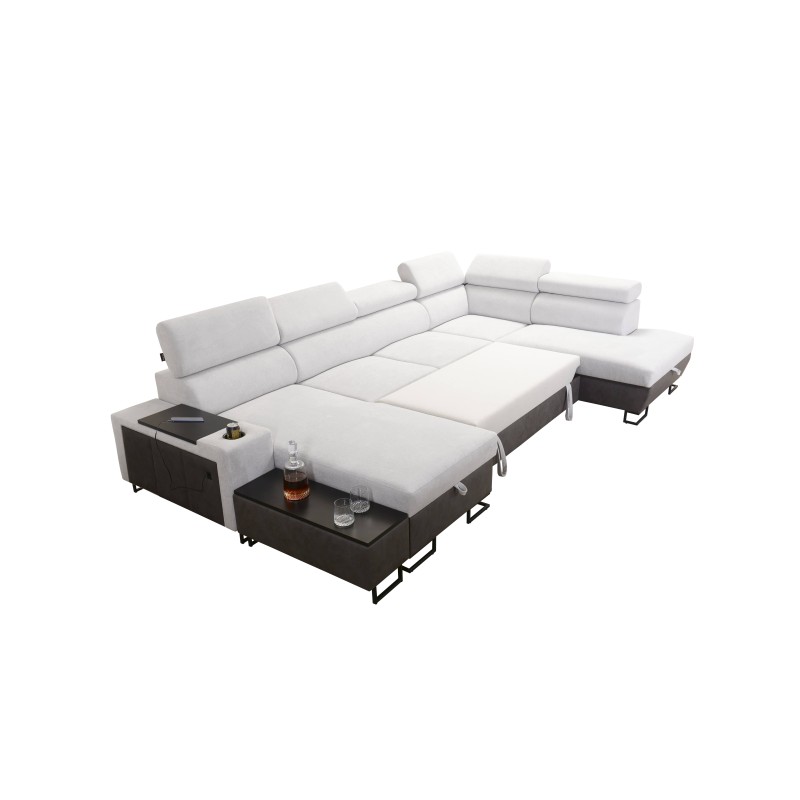 U-shaped Prestige VI sectional sofa with sleeping function, Soft to the touch, Freya 210.25 + Tauro 8207, USB port - Luxury in Y U-shaped Prestige VI sectional sofa with sleeping function, Soft to the touch, Freya 210.25 + Tauro 8207, USB port - Luxury in Y