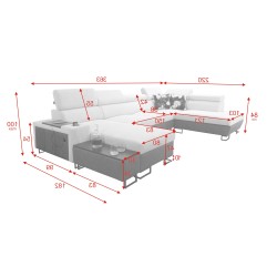 U-shaped Prestige VI sectional sofa with sleeping function, Soft to the touch, Freya 210.25 + Tauro 8207, USB port - Luxury in Y U-shaped Prestige VI sectional sofa with sleeping function, Soft to the touch, Freya 210.25 + Tauro 8207, USB port - Luxury in Y