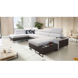U-förmiges Ecksofa Prestige VI mit Schlaffunktion, Weich im Griff, Freya 210.18 + Tauro 8207, USB-Anschluss - Luxus in Ihrem Woh