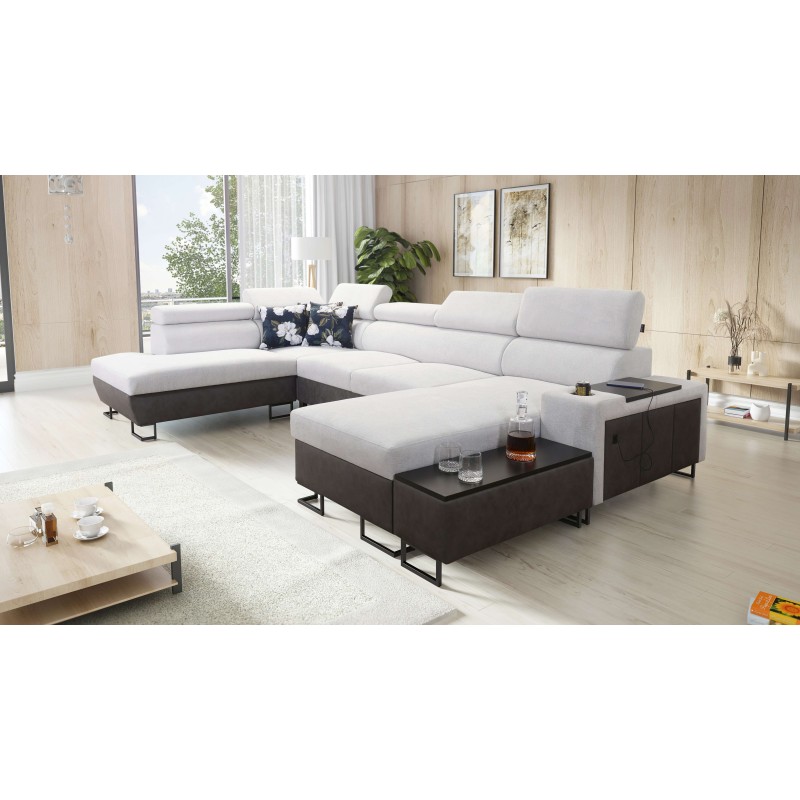 U-förmiges Ecksofa Prestige VI mit Schlaffunktion, Weich im Griff, Freya 210.18 + Tauro 8207, USB-Anschluss - Luxus in Ihrem Woh U-förmiges Ecksofa Prestige VI mit Schlaffunktion, Weich im Griff, Freya 210.18 + Tauro 8207, USB-Anschluss - Luxus in Ihrem Woh