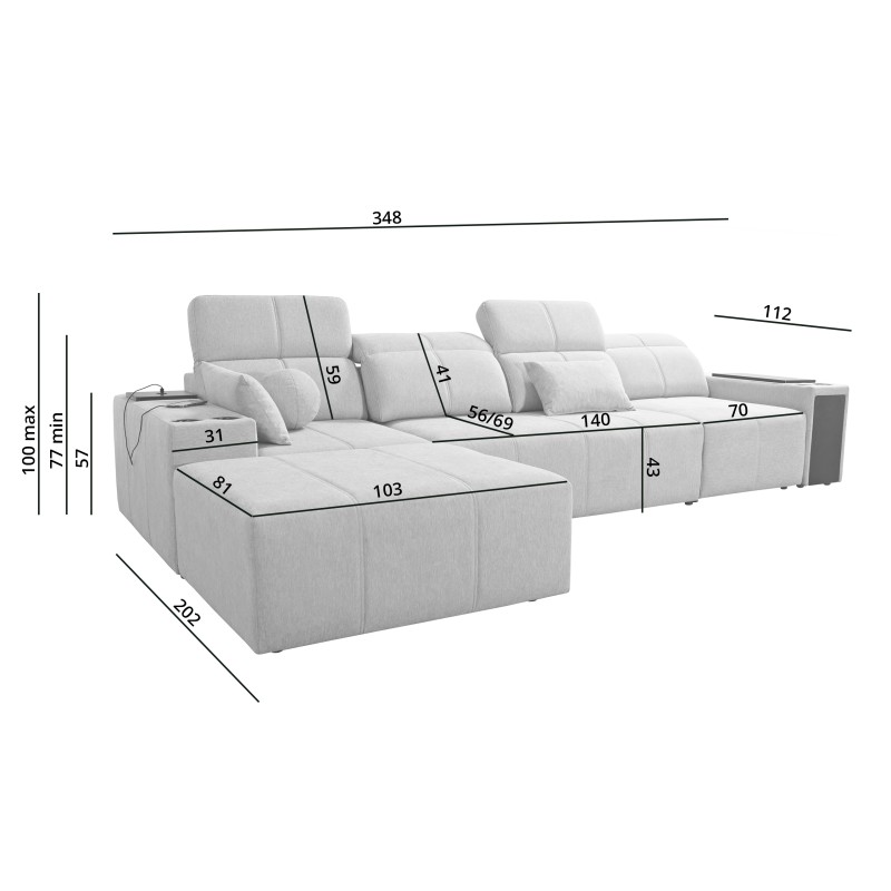 Elegantes Ecksofa Milano XII mit Schlaffunktion - Gewebter Stoff, Verita 80 Elegantes Ecksofa Milano XII mit Schlaffunktion - Gewebter Stoff, Verita 80