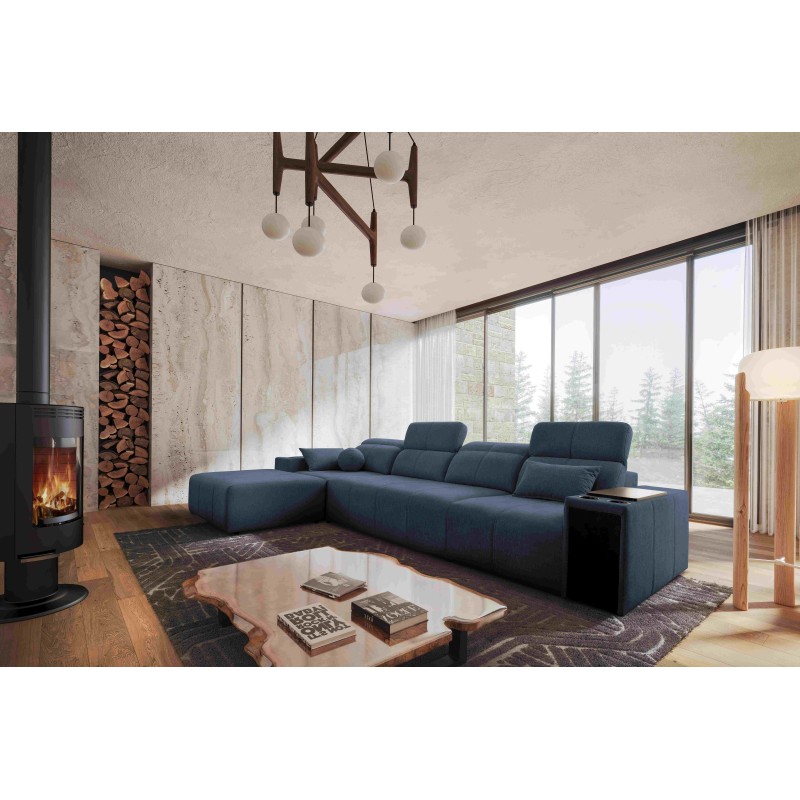 Elegant Corner Sofa Milano XII with Sleeping Function - Woven Fabric, Verita 76