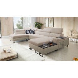 U-förmiges Sofa Prestige VI mit Schlaffunktion, Weich im Griff, Freya 210.04 + Tauro 8203, USB-Anschluss - Luxus in Ihrem Wohnzi