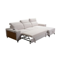 Alto I Corner Sofa with Sleeping Function and Adjustable Headrests in Plecionka Fabric, Sawana 25 | Your Ideal Furniture