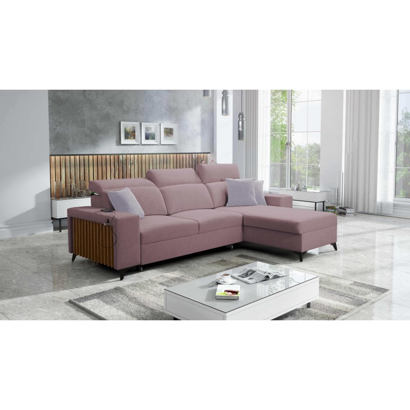 Alto I Corner Sofa with Sleeping Function and Adjustable Headrests in Plecionka Fabric, Sawana 61 | Your Ideal Furniture