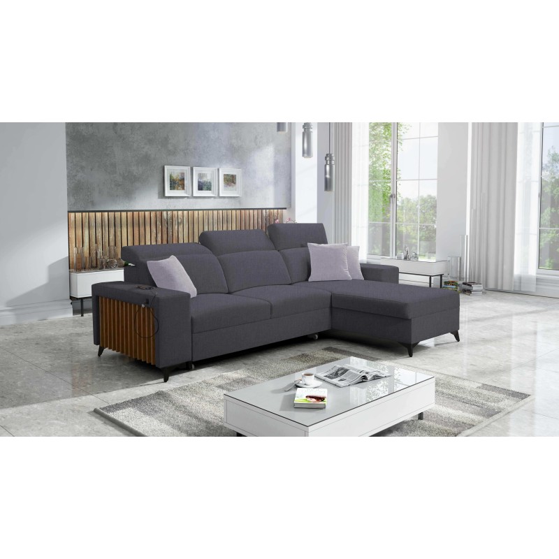 Alto I Corner Sofa with Sleeping Function and Adjustable Headrests in Plecionka Fabric, Sawana 96 | Your Ideal Furniture
