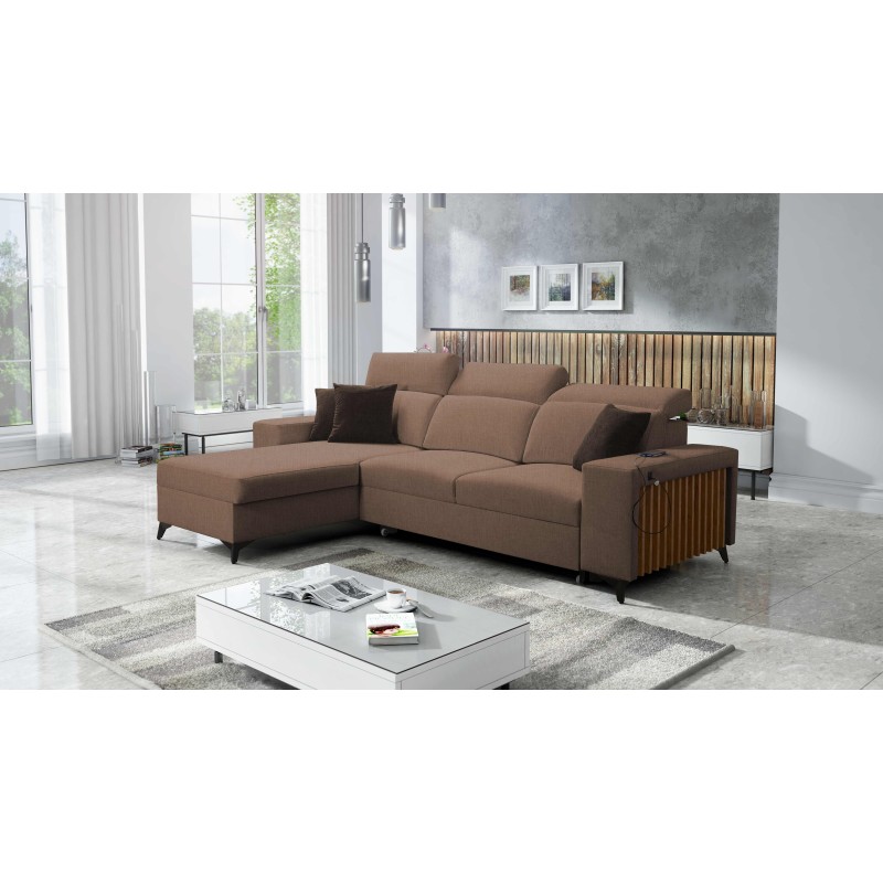Alto I Corner Sofa with Sleeping Function and Adjustable Headrests in Plecionka Fabric, Sawana 25 | Your Ideal Furniture