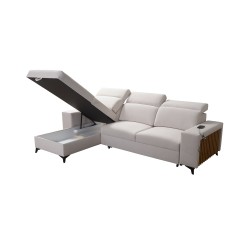 Alto I Corner Sofa with Sleeping Function and Adjustable Headrests in Plecionka Fabric, Sawana 61 | Your Ideal Furniture