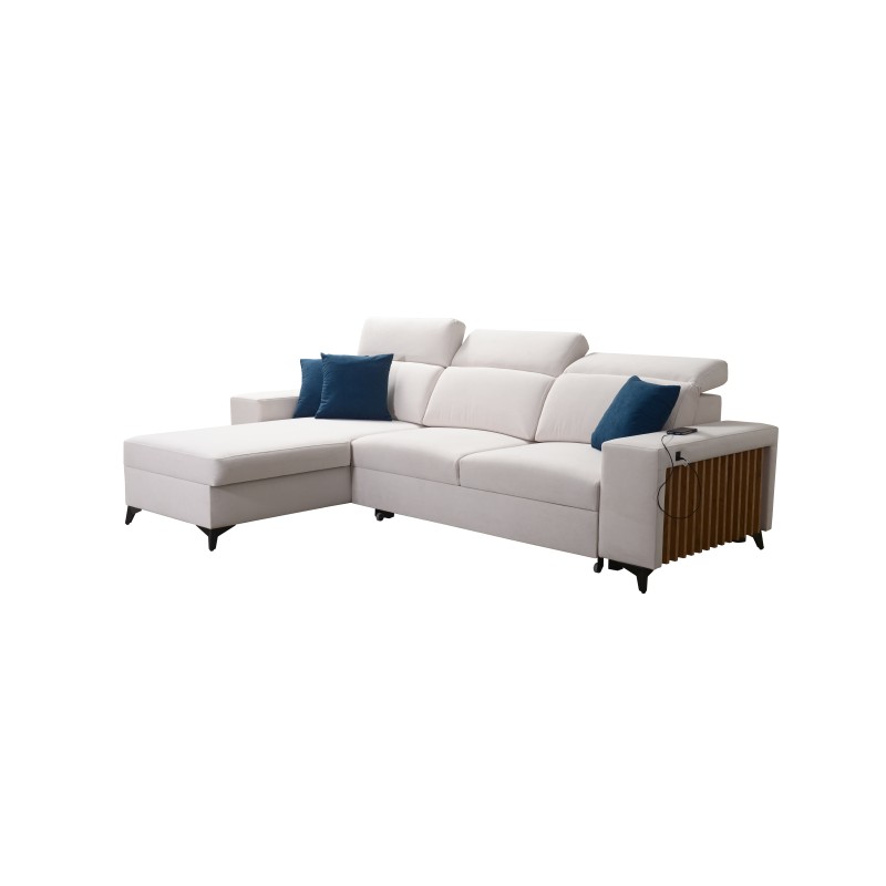 Alto I Corner Sofa with Sleeping Function and Adjustable Headrests in Plecionka Fabric, Sawana 72 | Your Ideal Furniture Alto I Corner Sofa with Sleeping Function and Adjustable Headrests in Plecionka Fabric, Sawana 72 | Your Ideal Furniture
