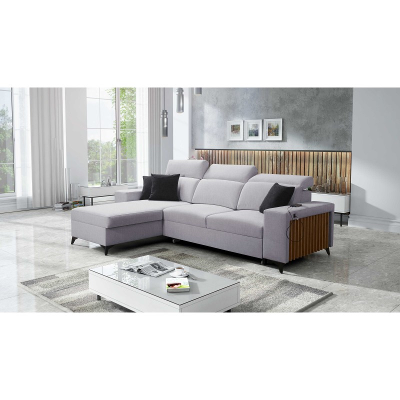 Alto I Corner Sofa with Sleeping Function and Adjustable Headrests in Plecionka Fabric, Sawana 84 | Your Ideal Furniture