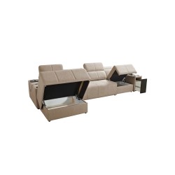 Elegant Corner Sofa Milano XII with Sleeping Function - Woven Fabric, Verita 54