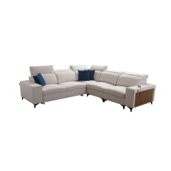 The Alto III corner sofa with slats, a sleeping function, and adjustable headrests in Plecionka fabric, Sawana 25.