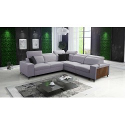 Alto III corner sofa with slats, sleeping function, and adjustable headrests in Plecionka fabric, Sawana 84