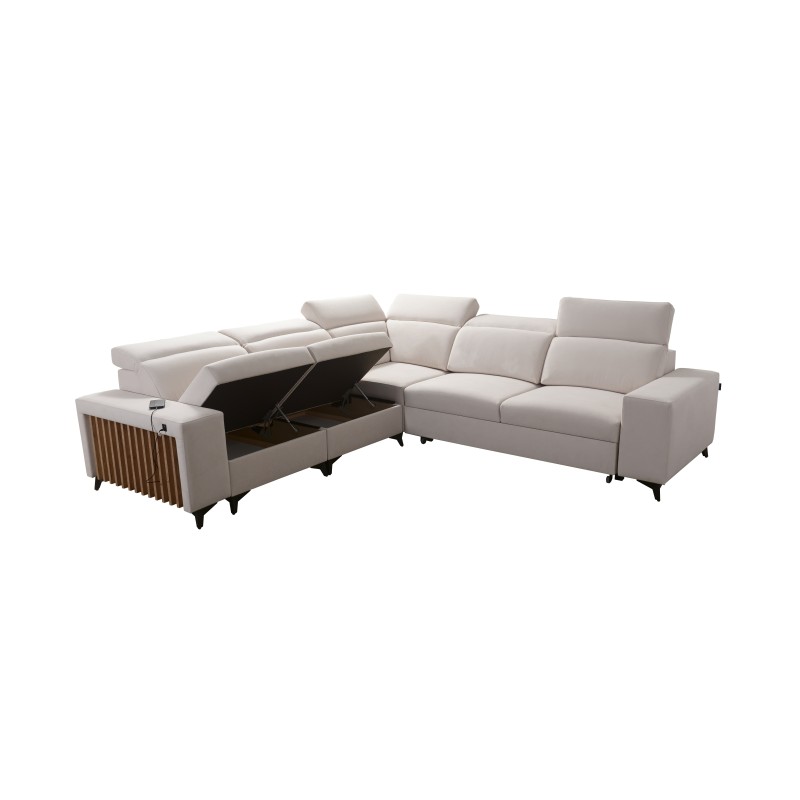 Alto III corner sofa with slats, sleeping function, and adjustable headrests in Plecionka, Sawana 14 fabric Alto III corner sofa with slats, sleeping function, and adjustable headrests in Plecionka, Sawana 14 fabric