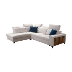 Alto VII corner sofa with slats, sleeping function, and adjustable features.