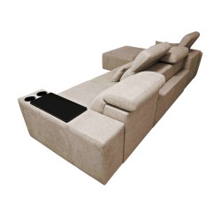 Elegant Corner Sofa Milano XII with Sleeping Function - Woven Fabric, Verita 09