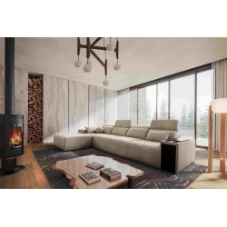 Elegant Corner Sofa Milano XII with Sleeping Function - Woven Fabric, Verita 09