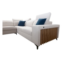 Alto IX corner sofa with a sleeping function, adjustable headrests, and a USB port
