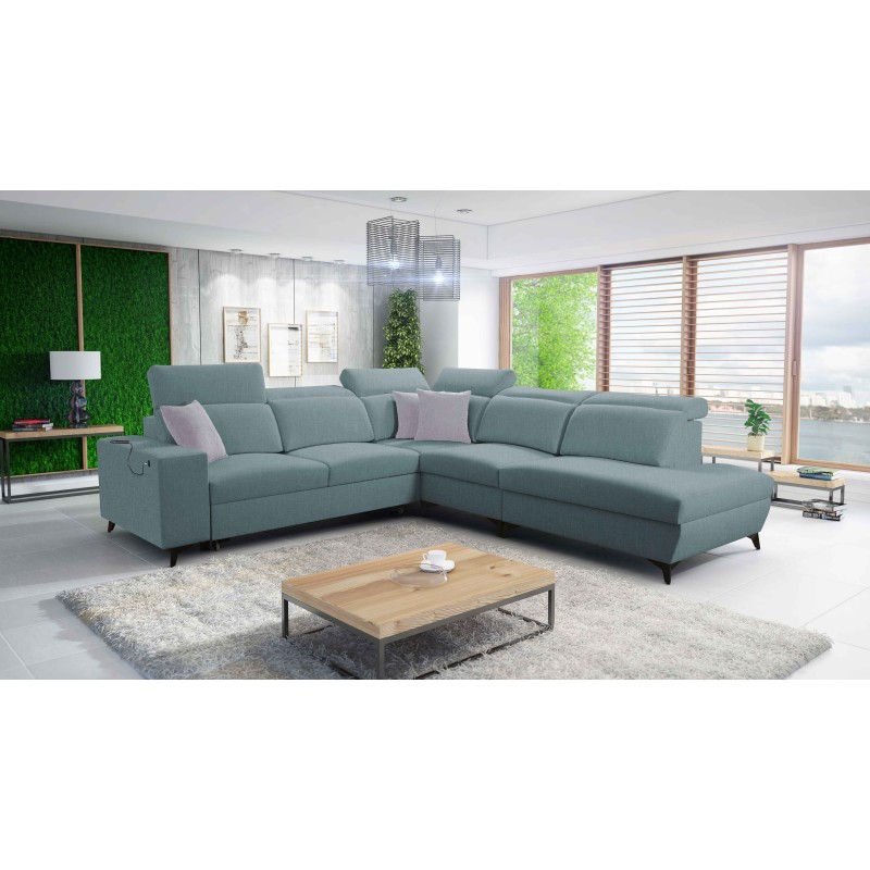 Ecksofa Alto IX Mix mit Schlaffunktion und verstellbaren Kopfstützen in Stoff Plecionka, Sawana 72 Ecksofa Alto IX Mix mit Schlaffunktion und verstellbaren Kopfstützen in Stoff Plecionka, Sawana 72