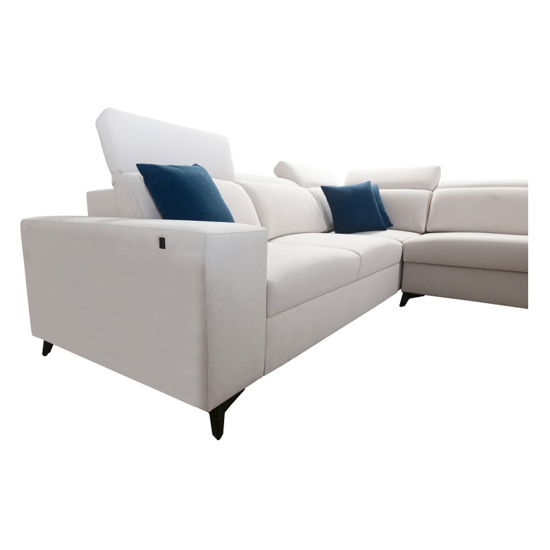 Alto IX Mix corner sofa with a sleeping function and adjustable headrests in Plecionka fabric, Sawana 96 Alto IX Mix corner sofa with a sleeping function and adjustable headrests in Plecionka fabric, Sawana 96