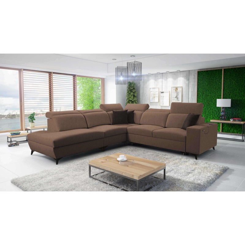 Alto IX Mix corner sofa with a sleeping function and adjustable headrests in Plecionka fabric, Sawana 25 Alto IX Mix corner sofa with a sleeping function and adjustable headrests in Plecionka fabric, Sawana 25