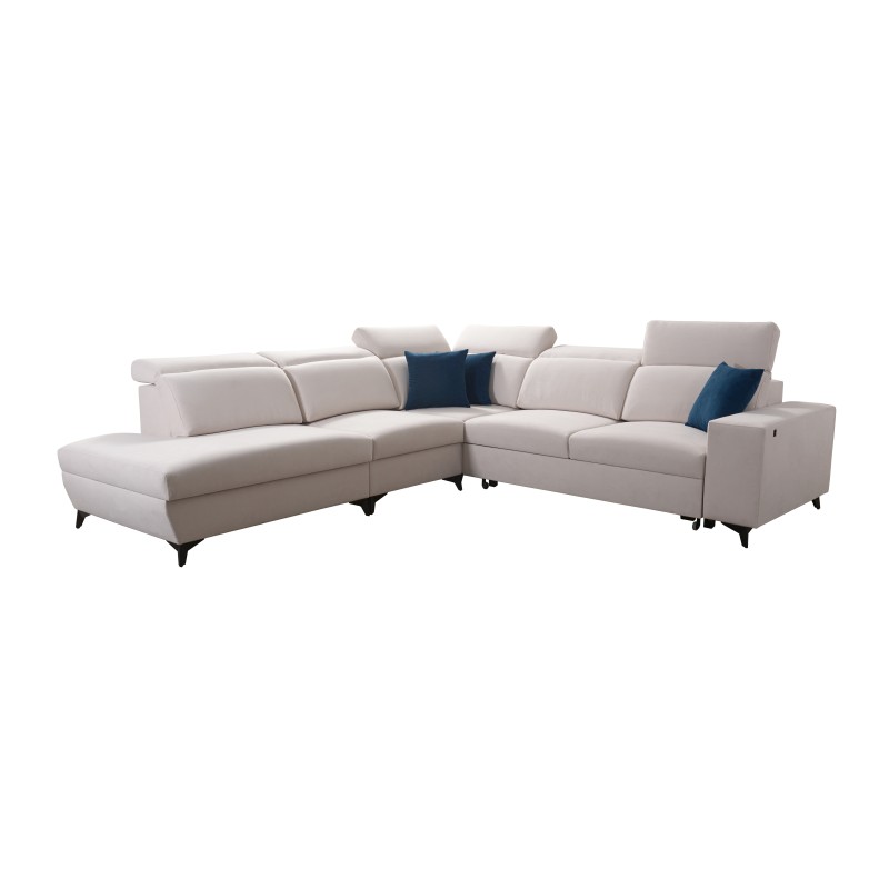 Alto IX Mix corner sofa with a sleeping function and adjustable headrests in Plecionka fabric, Sawana 25 Alto IX Mix corner sofa with a sleeping function and adjustable headrests in Plecionka fabric, Sawana 25