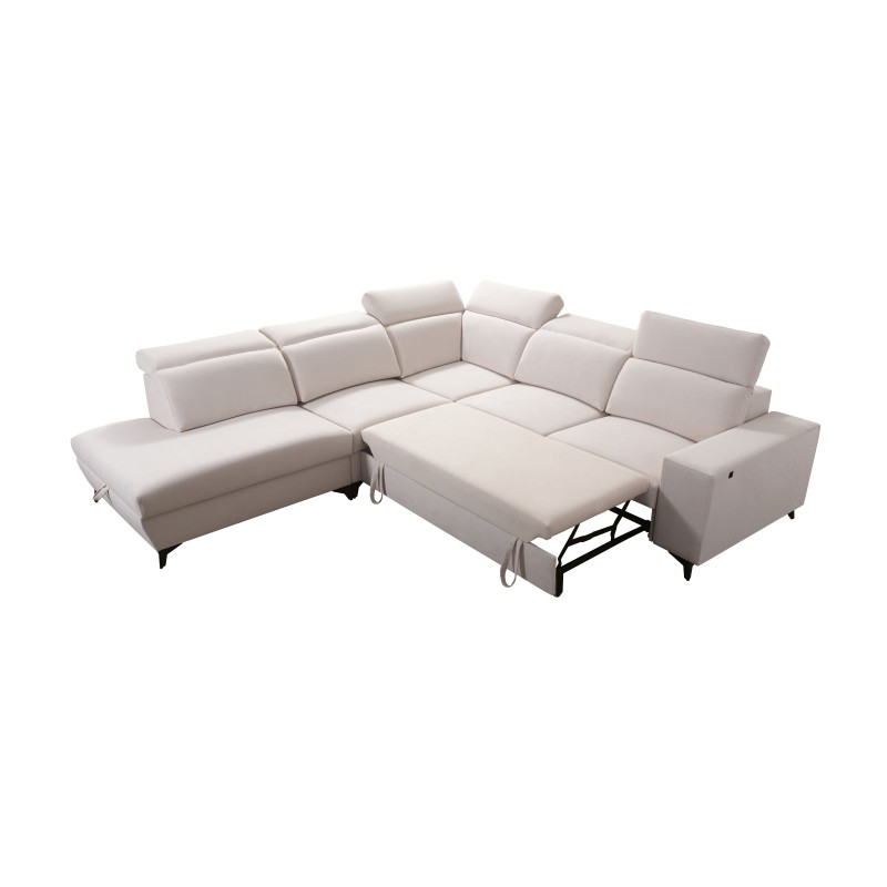 Alto IX Mix corner sofa with a sleeping function and adjustable headrests in Plecionka fabric, Sawana 25 Alto IX Mix corner sofa with a sleeping function and adjustable headrests in Plecionka fabric, Sawana 25