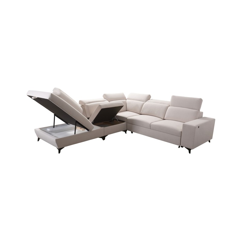 Alto IX Mix corner sofa with a sleeping function and adjustable headrests in Plecionka fabric, Sawana 25 Alto IX Mix corner sofa with a sleeping function and adjustable headrests in Plecionka fabric, Sawana 25