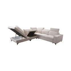 Alto IX Mix corner sofa with a sleeping function and adjustable headrests in Plecionka fabric, Sawana 96