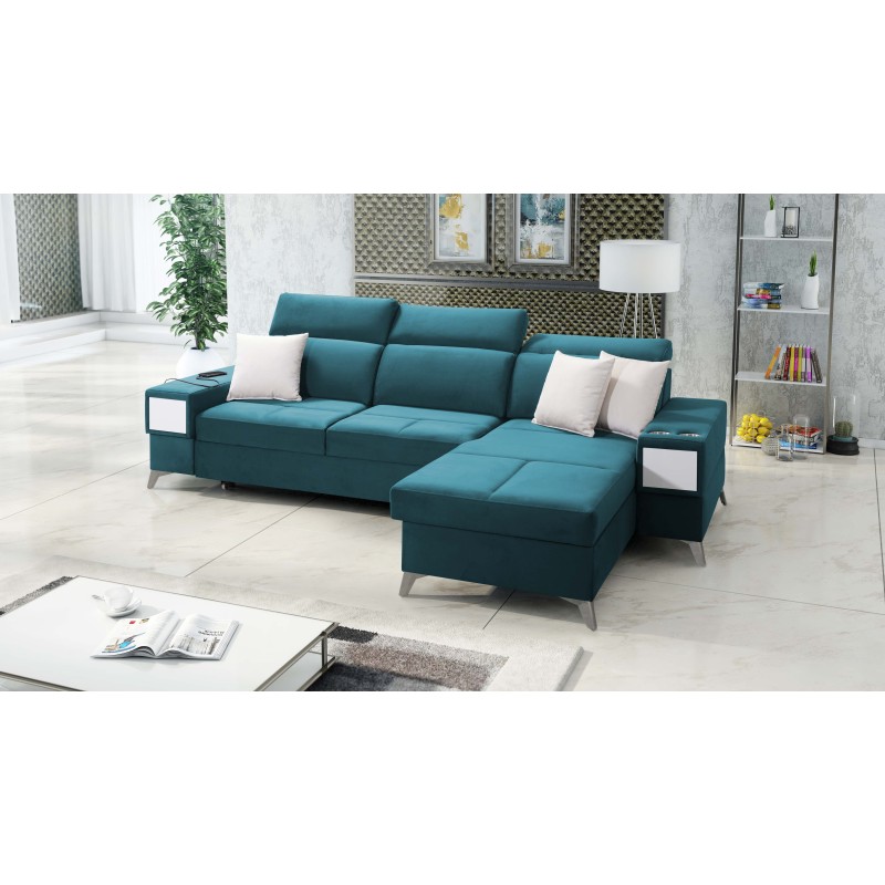 Luxuriöse Ecksofa Porto I mit Schlaffunktion - Velours | Hydrophob, Casablanca 2313