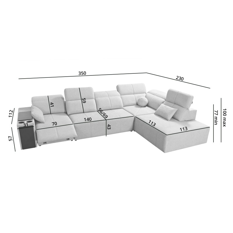 Elegant Corner Sofa 'Milano XI Mix' with Woven Fabric, Verita 28 Elegant Corner Sofa 'Milano XI Mix' with Woven Fabric, Verita 28