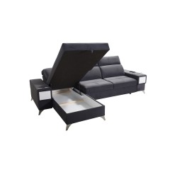 Luxury corner sofa Porto I with sleeping function - Velvet | Hydrophobic, Casablanca 2313 Luxury corner sofa Porto I with sleeping function - Velvet | Hydrophobic, Casablanca 2313
