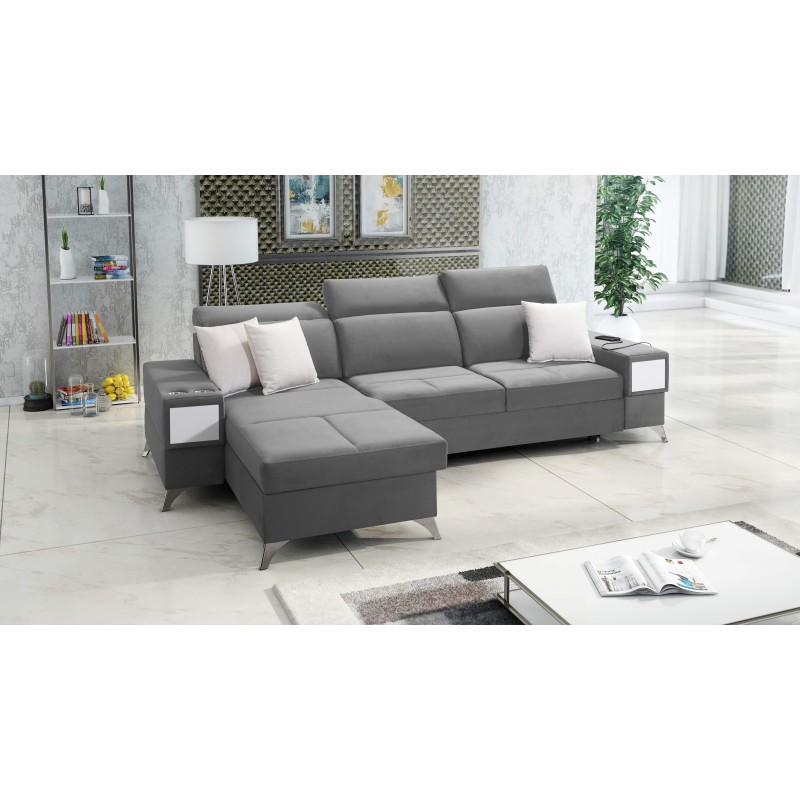 Luxuriöses Ecksofa Porto I mit Schlaffunktion - Samt | Hydrophob, Casablanca 2314