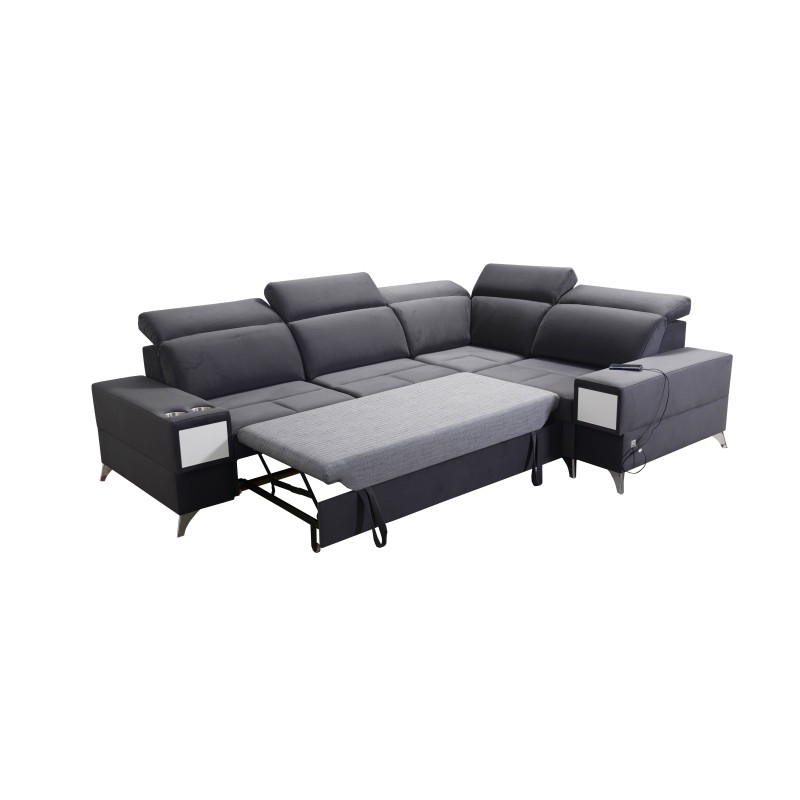 Ecksofa Porto II mit Schlaffunktion, ausziehbare Schublade, USB-Anschluss - Velours | Hydrophob, Casablanca 2301 Ecksofa Porto II mit Schlaffunktion, ausziehbare Schublade, USB-Anschluss - Velours | Hydrophob, Casablanca 2301