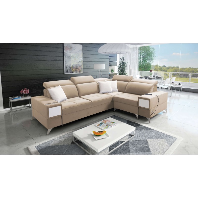 Ecksofa Porto II mit Schlaffunktion, ausziehbare Schublade, USB-Anschluss - Velours | Hydrophob, Casablanca 2304 Ecksofa Porto II mit Schlaffunktion, ausziehbare Schublade, USB-Anschluss - Velours | Hydrophob, Casablanca 2304