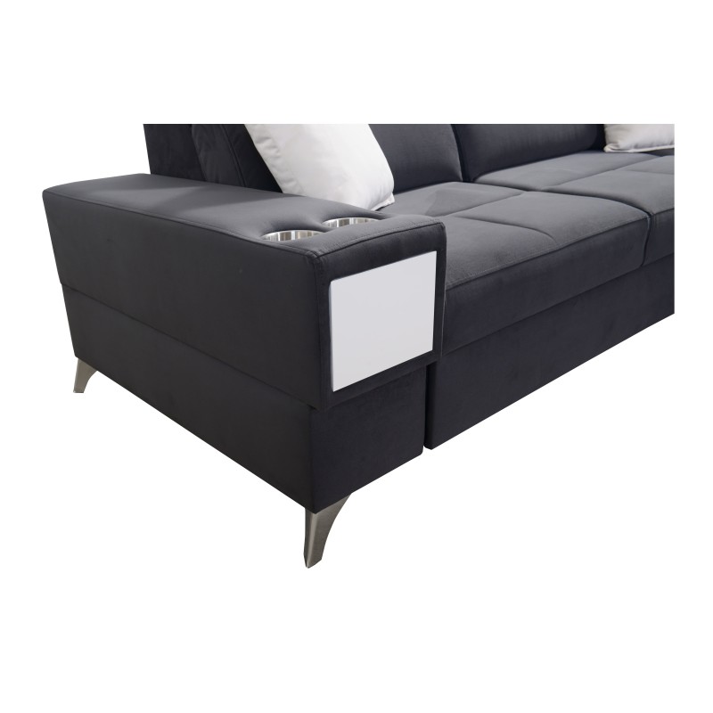 Ecksofa Porto II mit Schlaffunktion, ausziehbare Schublade, USB-Anschluss - Velours | Hydrophob, Casablanca 2313 Ecksofa Porto II mit Schlaffunktion, ausziehbare Schublade, USB-Anschluss - Velours | Hydrophob, Casablanca 2313