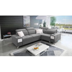 Ecksofa Porto II mit Schlaffunktion, ausziehbarer Schublade, USB-Anschluss - Velours | Wasserabweisend, Casablanca 2314