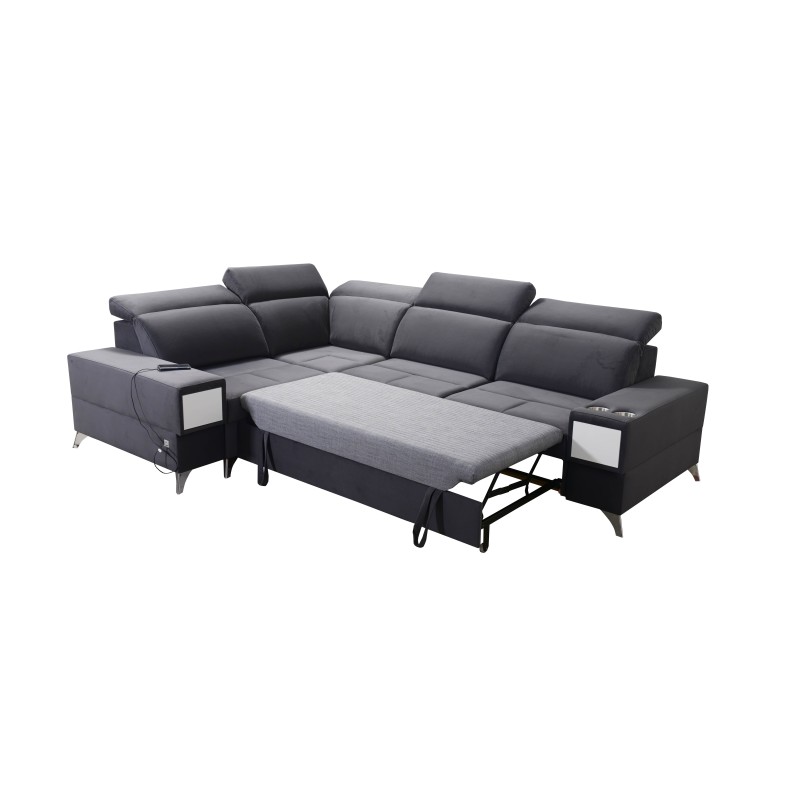 Porto II corner sofa with sleeping function, pull-out drawer, USB port - Velvet | Hydrophobic, Casablanca 2314 Porto II corner sofa with sleeping function, pull-out drawer, USB port - Velvet | Hydrophobic, Casablanca 2314