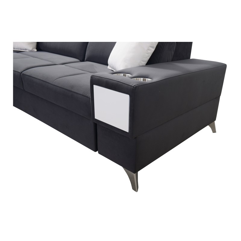 Porto II corner sofa with sleeping function, pull-out drawer, USB port - Velvet | Hydrophobic, Casablanca 2314 Porto II corner sofa with sleeping function, pull-out drawer, USB port - Velvet | Hydrophobic, Casablanca 2314