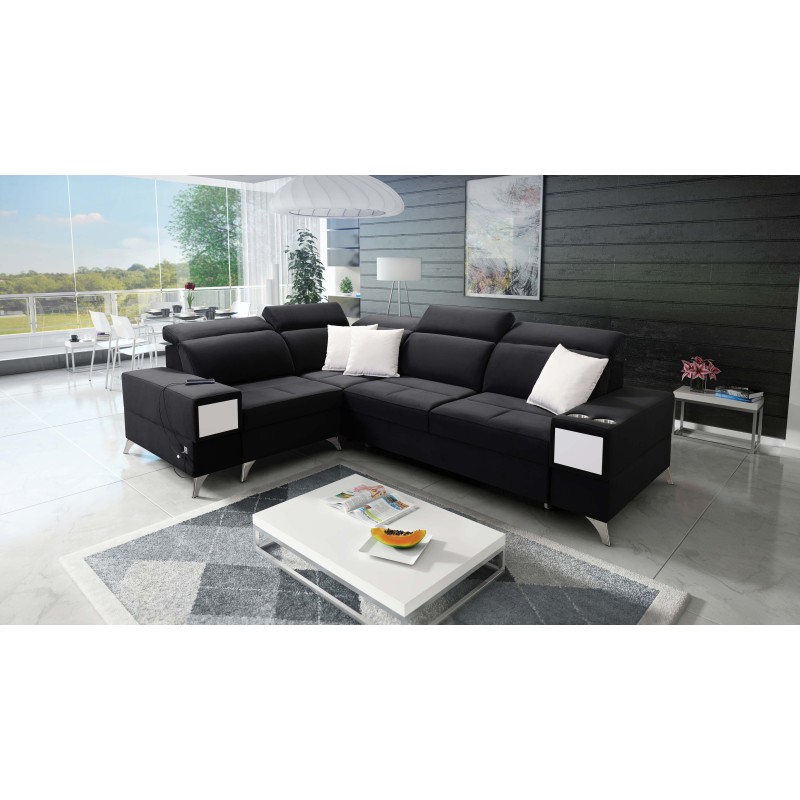 Porto II Ecksofa mit Schlaffunktion, ausziehbarer Schublade, USB-Anschluss - Samt | Hydrophob, Casablanca 2316 Porto II Ecksofa mit Schlaffunktion, ausziehbarer Schublade, USB-Anschluss - Samt | Hydrophob, Casablanca 2316