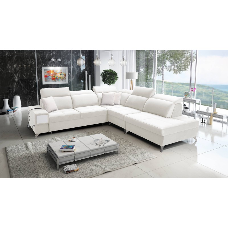 Porto IX Ecksofa mit Schlaffunktion | Velours | Hydrophob, Casablanca 2301 | Verstellbare Kopfstützen | USB-Anschluss Porto IX Ecksofa mit Schlaffunktion | Velours | Hydrophob, Casablanca 2301 | Verstellbare Kopfstützen | USB-Anschluss